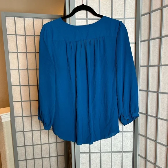 Anthropologie Maeve Teal Ruffle Blouse - Picture 4 of 5